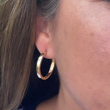 Load image into Gallery viewer, 18k Gold Filled Hoop Earrings: Medium Sharp Edge Dainty Hoops
