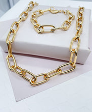 Load image into Gallery viewer, 18k Gold Filled 10mm Thick Paper Clip Set necklace and braceletWholesale Jewelry Supplies
