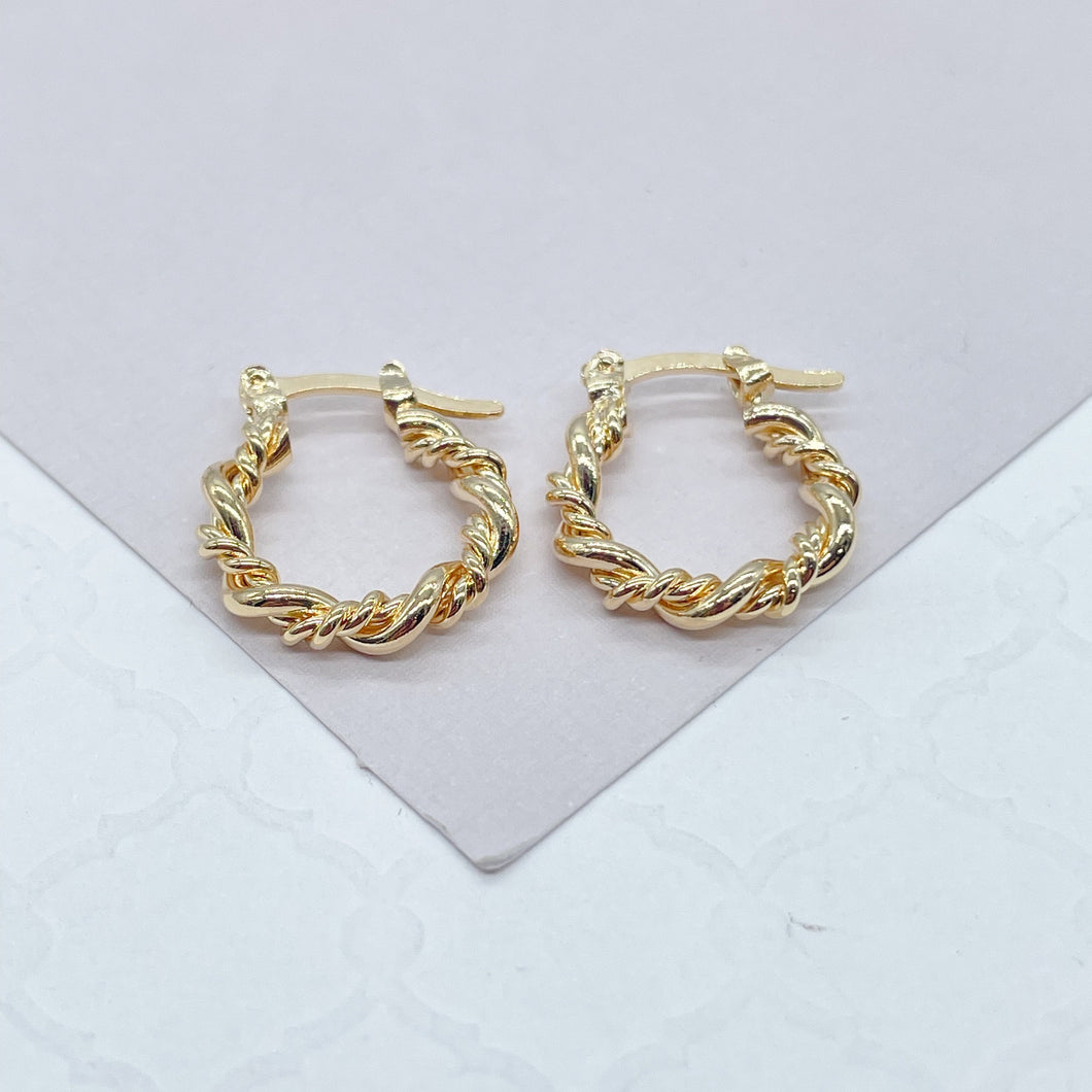 18k Gold Filled Multi-Twisted Small Hoop Earrings