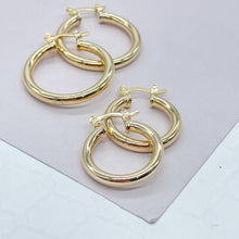 Load image into Gallery viewer, 18k Gold Filled Medium Thin Plain Hoop Earrings
