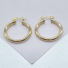 Load image into Gallery viewer, 18k Gold Filled Medium Thin Plain Hoop Earrings

