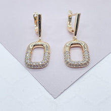 Load image into Gallery viewer, 18k Gold Filled Soft Edged Square Pave Earring
