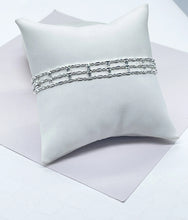 Load image into Gallery viewer, 18k Silver Filled Silver 3 layered Dash &amp; Dot Bracelet Patterned With Zirconia Stones
