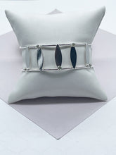 Load image into Gallery viewer, 18k Silver Filled See Through Bangle Bracelet, Patterned With Silver Pieces &amp; Zirconia
