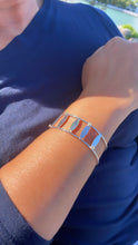 Load image into Gallery viewer, 18k Silver Filled See Through Bangle Bracelet, Patterned With Silver Pieces &amp; Zirconia
