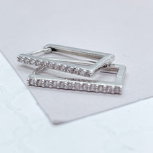 Load image into Gallery viewer, 18k Gold Filled This Rectangle Shaped Earring Single Layered Pave Line
