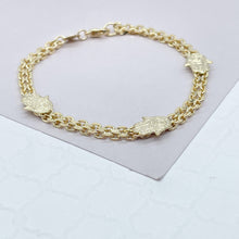 Load image into Gallery viewer, 18k Gold Filled Bismarck Chain Bracelet Stamped With Hamsa Hand

