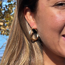 Load image into Gallery viewer, 18k Gold Filled Plain Hoops in three sizes featuring a layered wire pattern
