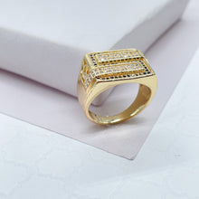 Load image into Gallery viewer, 18k Gold Filled Mens Ring With White and Black Micro Zircon Stones
