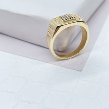 Load image into Gallery viewer, 18k Gold Filled Square Shaped Ring Layered With Small Black Pave Square
