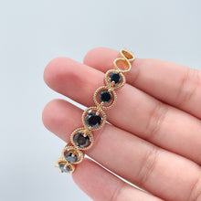 Load image into Gallery viewer, 18k Gold Filled Cuff Bracelet Crowned With Black Stones
