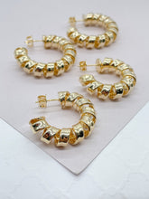 Load image into Gallery viewer, 18k Gold Filled Smooth Curled C Hoop Earrings | Semi Hoop Earrings
