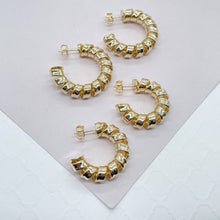 Load image into Gallery viewer, 18k Gold Filled Smooth Curled C Hoop Earrings | Semi Hoop Earrings
