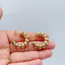 Load image into Gallery viewer, 18k Gold Filled Smooth Curled C Hoop Earrings | Semi Hoop Earrings
