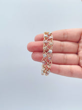 Load image into Gallery viewer, 18k Gold Filled Tri-Color Open Ended Braided Bangles With Beads
