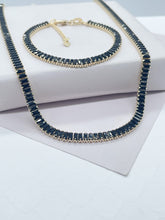 Load image into Gallery viewer, 18k Gold Filled Black Baguette Stone Set
