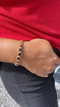 Load image into Gallery viewer, 18k Gold Filled Cuff Bracelet Crowned With Black Stones

