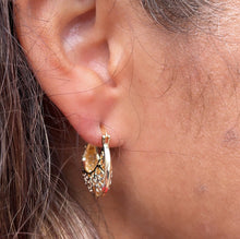 Load image into Gallery viewer, 18k Gold Filled Tri-Colored Hollow Big Sized Hoops With See-Through Designs
