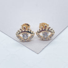 Load image into Gallery viewer, 18k Gold Filled Zircon Protection Eye Stud
