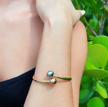 Load image into Gallery viewer, 18k Gold Filled Two Ball Plain Tricolor Bangle Bracelet Jewelry
