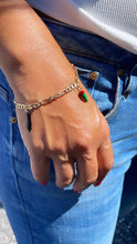 Load image into Gallery viewer, 18k Gold Filled Figaro Charm Bracelet: Black Figa Hand &amp; Chili Peppers

