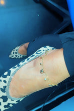 Load image into Gallery viewer, 18k Gold Filled Evil Eye Charm Anklet: Figaro Chain &amp; Cubic Zirconia
