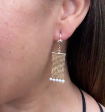 Load image into Gallery viewer, 18k Gold Filled Dangling Earrings With Dangling Pearls
