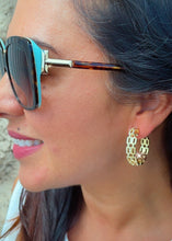 Load image into Gallery viewer, 18k Gold Filled Chain Link Hoop Earrings Featuring Cubic Zirconia, Dainty Curb
