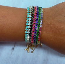 Load image into Gallery viewer, 18k Gold Filled Colorful Cubic Zirconia Tennis Bracelet: Adjustable Arm Candy
