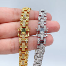 Load image into Gallery viewer, Iced 18k Gold Filled Link Bracelet: Micro Pave Cubic Zirconia
