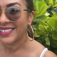 Load image into Gallery viewer, 18k Gold Filled Squared Textured Round Hoops
