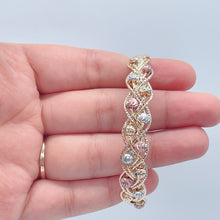 Load image into Gallery viewer, 18k Gold Filled Tri-Color Open Ended Braided Bangles With Beads

