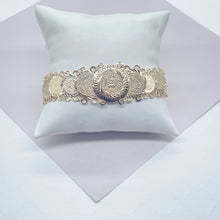 Load image into Gallery viewer, 18k Gold Filled Engraved Coin Overlapping Bracelet
