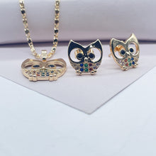 Load image into Gallery viewer, 18k Gold Filled Colorful Owl Set, Boo Set
