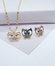 Load image into Gallery viewer, 18k Gold Filled Colorful Owl Set, Boo Set
