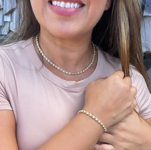 18k Gold Filled Carver Small Pearl Bracelet