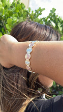Load image into Gallery viewer, 18k Gold Filled Beaded Bangle Bracelet Patterned With Virgin Mary and Butterfly
