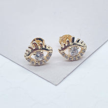 Load image into Gallery viewer, 18k Gold Filled Zircon Protection Eye Stud
