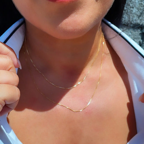 18k Gold Filled Box Chain 1mm Necklace Dainty Jewelry For Wholesale