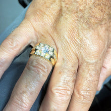 Load image into Gallery viewer, 18k Gold Filled Cubic Patterned Mens Ring Featuring Diamond Cut Zircon Stone
