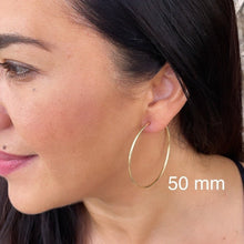 Load image into Gallery viewer, Very Light And Sturdy 18k Gold Filled Plain Thin Endless Hoop Earrings, Dainty
