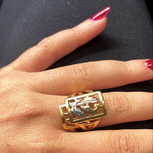 Load image into Gallery viewer, 18k Gold Filled Ring With Tri-Colored Dolphins Hallowed Ring Tricolor Dolphins Jewelry
