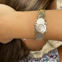 Load image into Gallery viewer, 18k Gold Filled Engraved Coin Overlapping Bracelet
