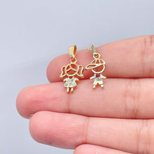 Load image into Gallery viewer, 18k Gold Filled Kids Charm: Boy or Girl with Cubic Zirconia

