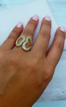 Load image into Gallery viewer, 18k Gold Filled Dual Heart Ring with Cubic Zirconia
