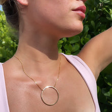 Load image into Gallery viewer, 18k Gold Filled Box Chain Featuring The Circle of Life Charm Pendant Necklace,
