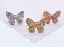 Load image into Gallery viewer, 18K Gold Filled Ring with Micro Pave Cubic Zirconia Butterfly Wings
