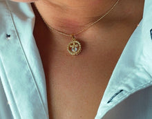 Load image into Gallery viewer, 18k Gold Filled Cross Charm Pendant with Cubic Zirconia
