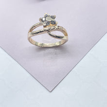 Load image into Gallery viewer, 18k Gold Filled Ring With Accented Gold And Cubic Zirconia Stone Flower
