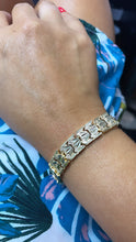 Load image into Gallery viewer, Vintage Style Diamond Cut 18k Gold Filled Thick Lotus Flower Bracelet
